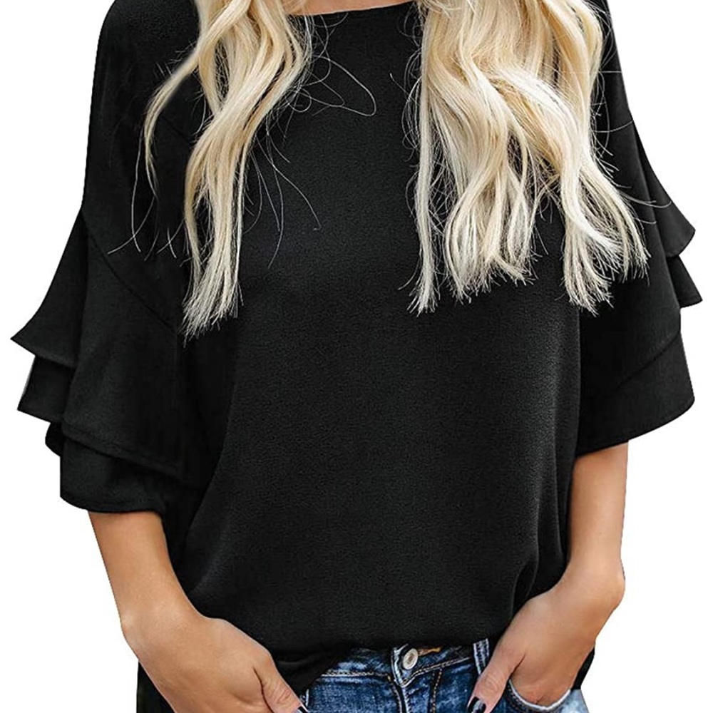 Black 3/4 bell sleeve top